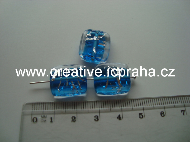 placka čirá/aqua/stříbro 48032 14x11mm